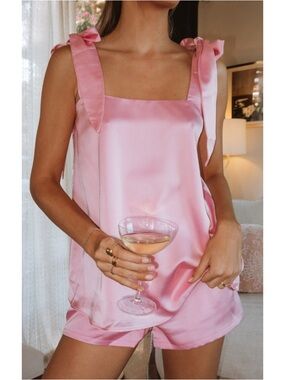 Show Me Your Mumu Glam Time Shorts in Light Pink Luxe Satin Size XXS